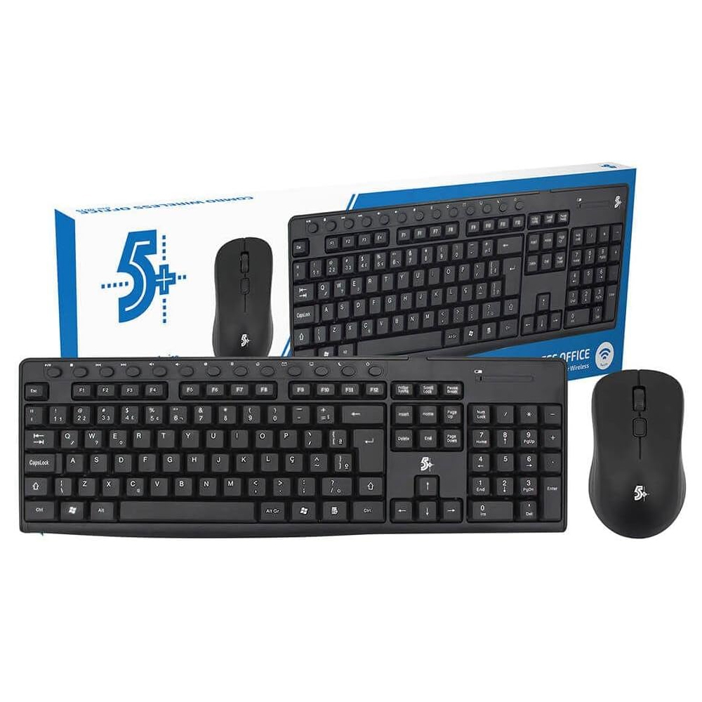 Combo Teclado e Mouse Sem Fio USB Preto